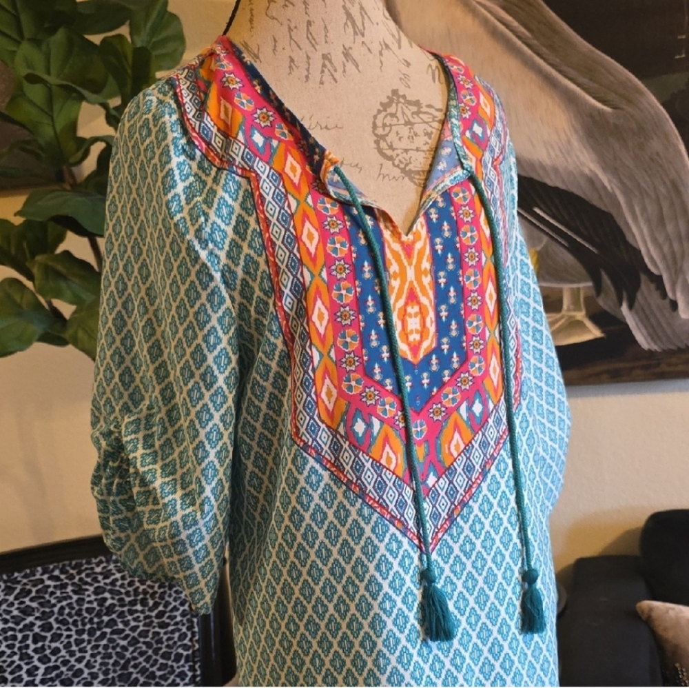 NLW Bohemian Teal Patterned Women's Dress